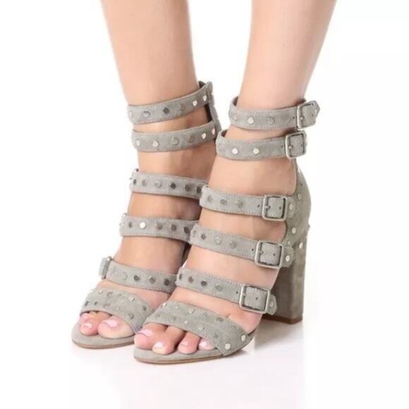 Sam Edelman Gray York Studded Strappy Gladiator Heeled Sandals Women's Size 9M - Picture 1 of 15